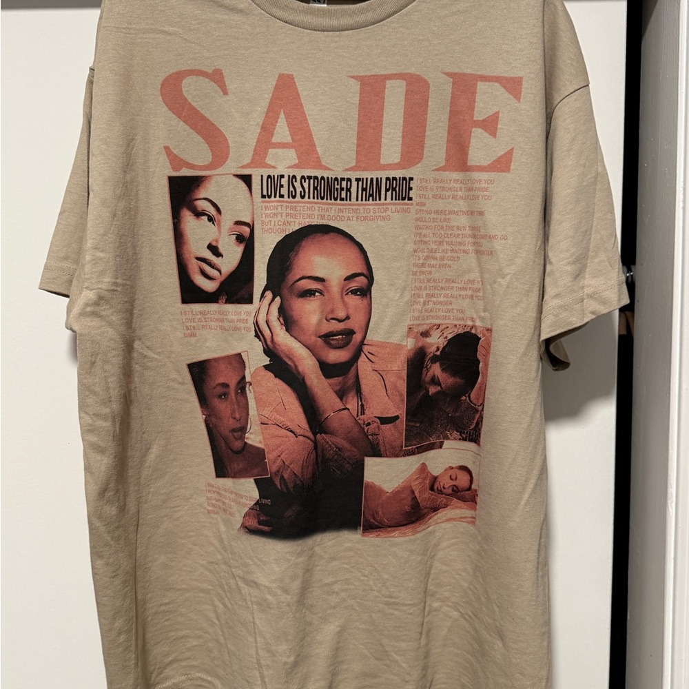 Tan Graphic Tee with Sade Print